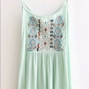 Yoins mint green tank with embroidery